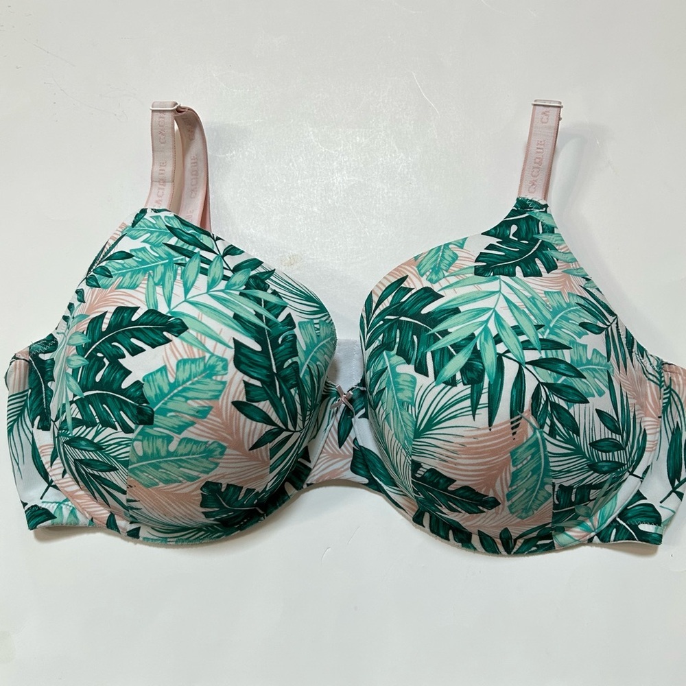 Cacique Tropical Print Lightly Lined T-Shirt Bra - 44DDD